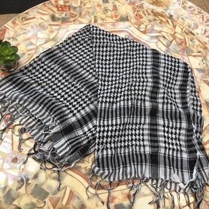 Black White Punk Scarf Wrap Plaid Grunge